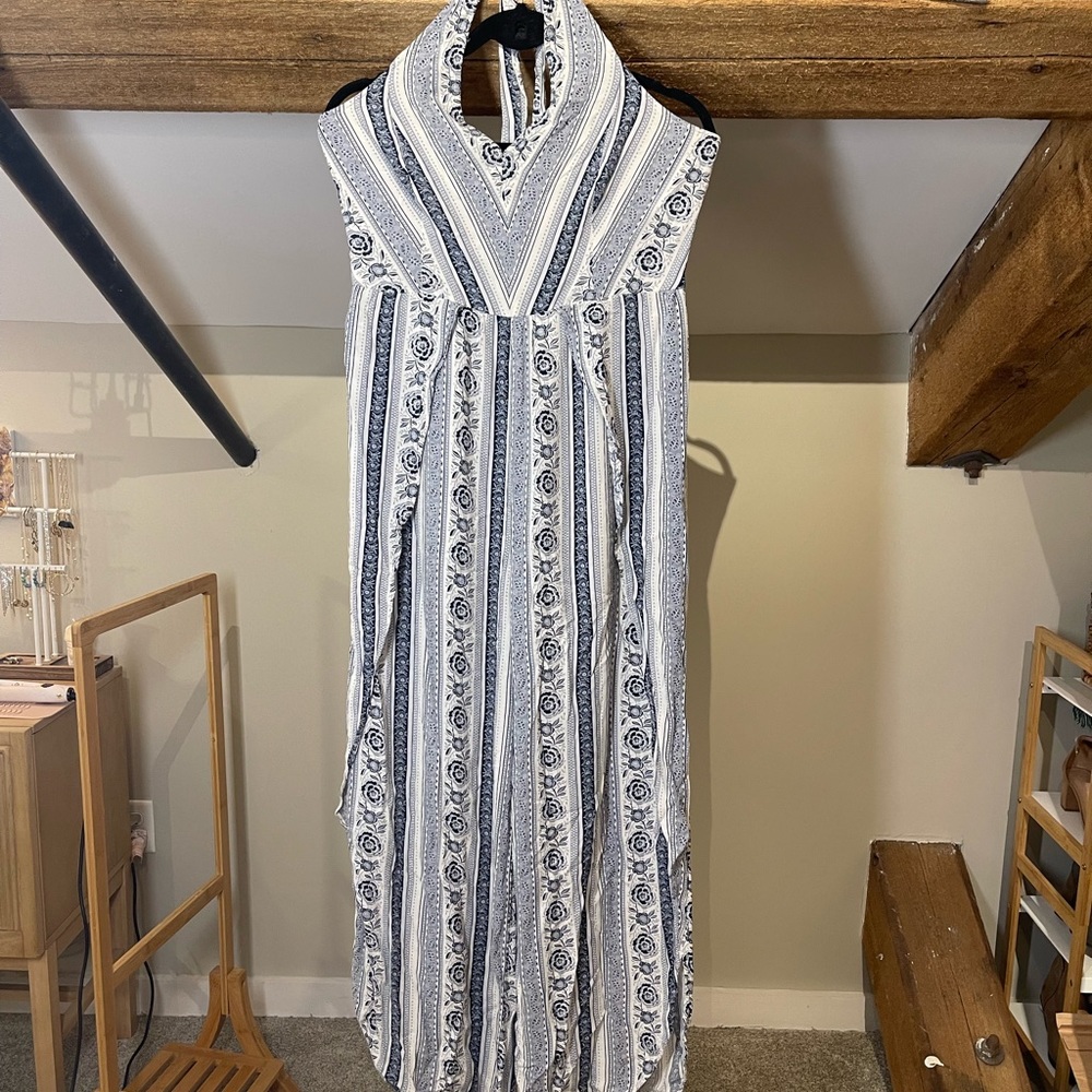 blue and white Patterned American Eagle Jumpsuit